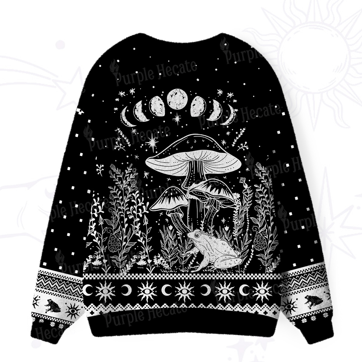 Purplehecate Celestial Frog Mushrooms Ugly Cardigan Sweaters