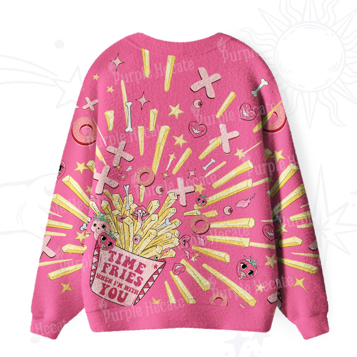Purplehecate Time Fries When I'm With You Ugly Cardigan Sweaters