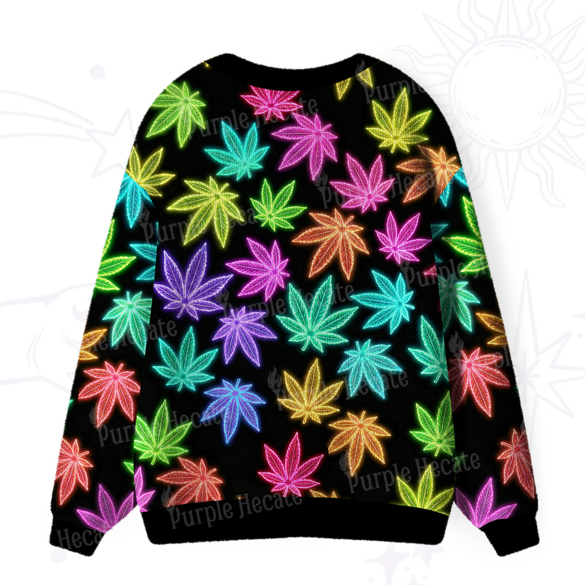 Purplehecate Trippy Weed Ugly Cardigan Sweaters