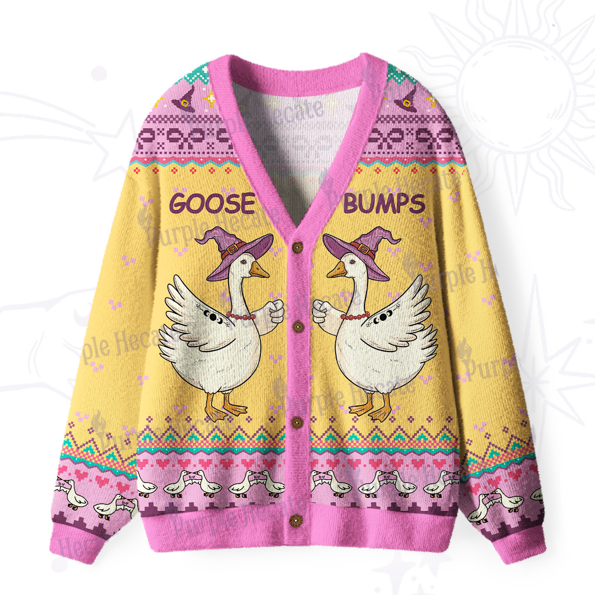 Purplehecate Goose Bumps Ugly Cardigan Sweaters