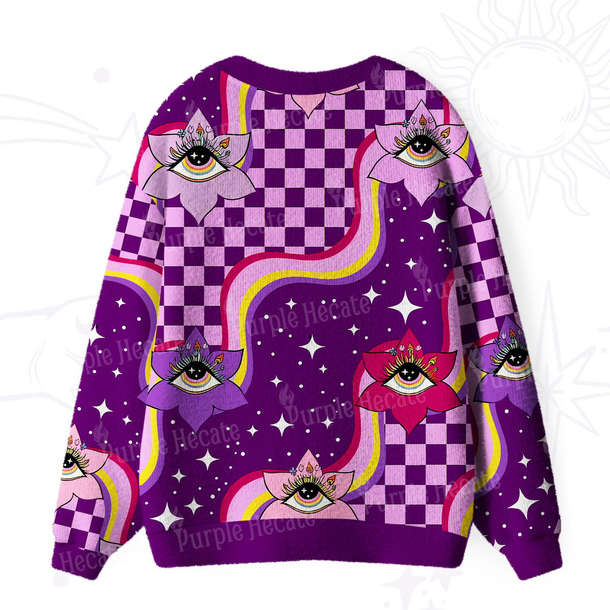 Purplehecate Trippy Eye Bloom Ugly Cardigan Sweaters