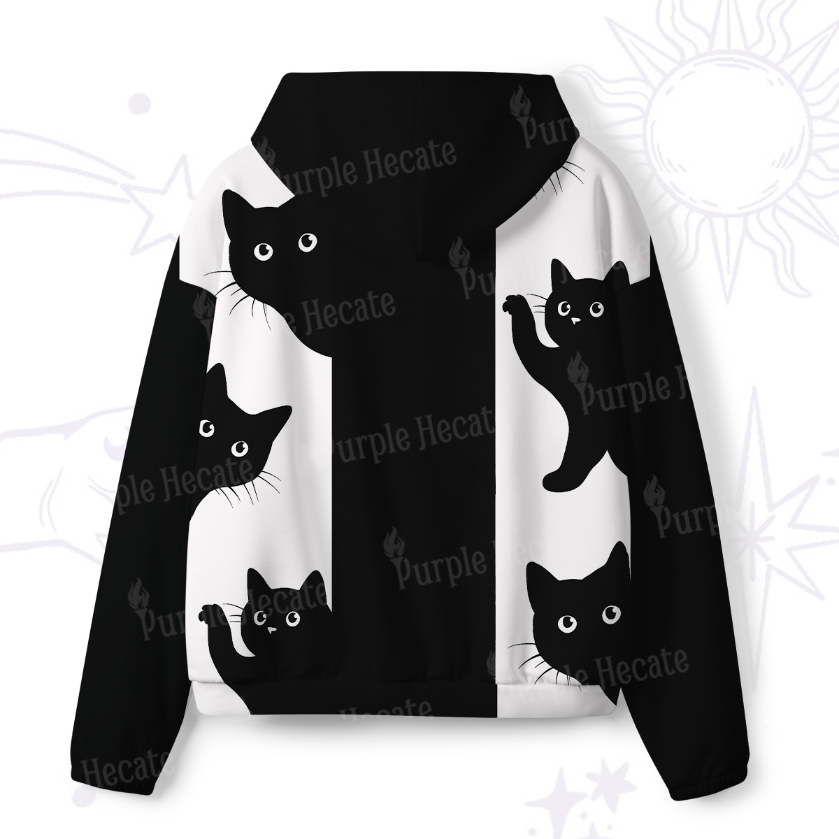 Purplehecate Peekaboo Cats All-Over Print Hoodie