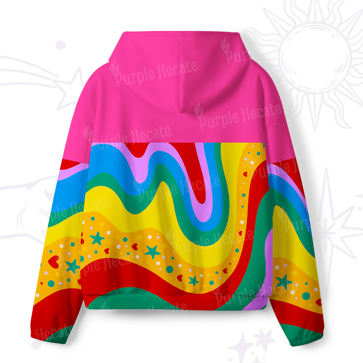 Purplehecate Dreamy Rainbow Waves All-Over Print Hoodie