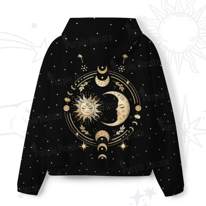 Purplehecate Celestial Sun and Moon All-Over Print Hoodie
