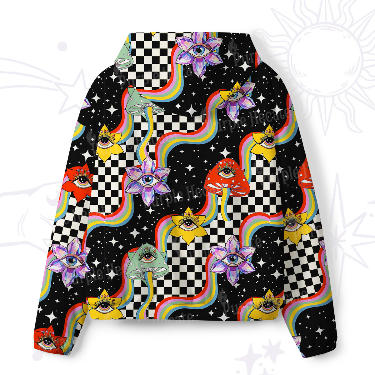 Purplehecate Enchanted Mushroom Eye Blossom All-Over Print Hoodie