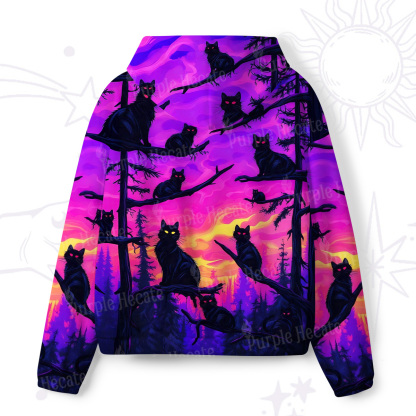 Purplehecate Twilight Forest Guardian Cat All-Over Print Hoodie