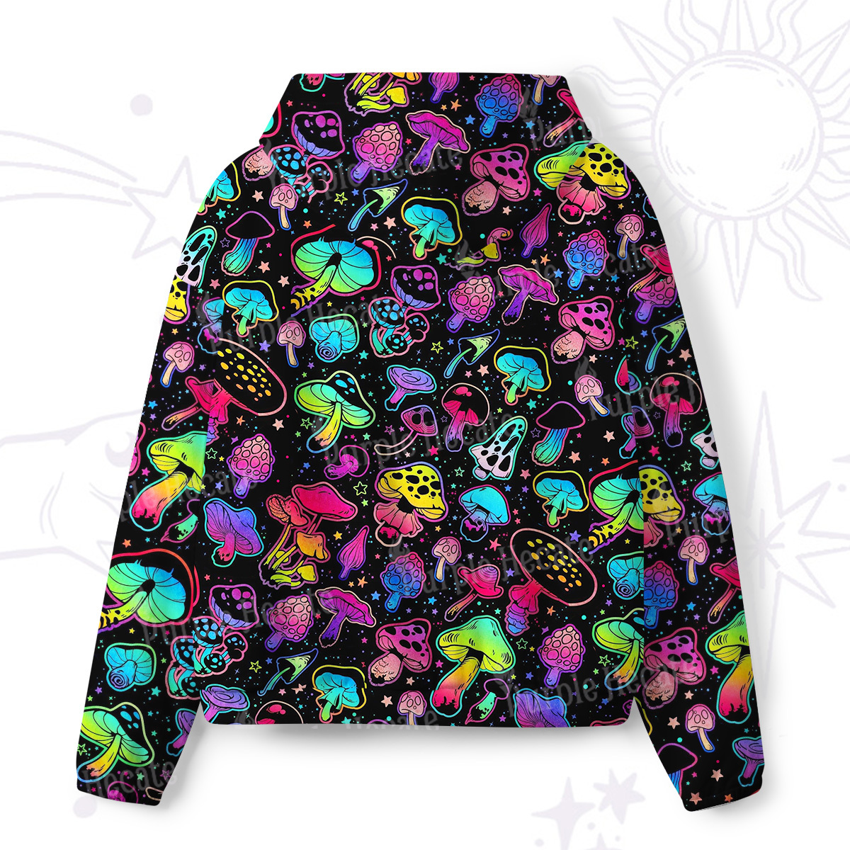 Purplehecate Psychedelic Mushroom Rave All-Over Print Hoodie