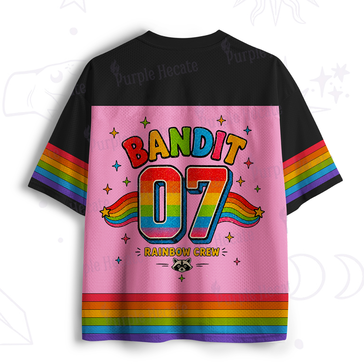 Purplehecate Rainbow Bandit Raccon Pride Mesh Jersey