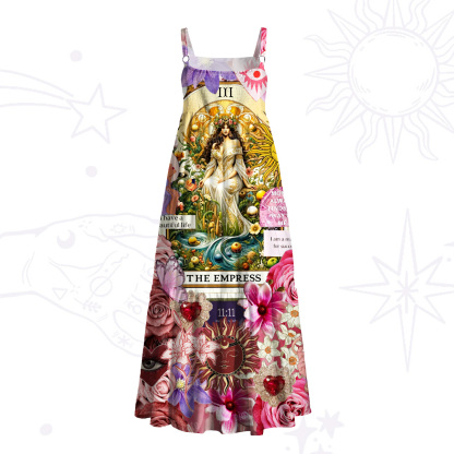 Purplehecate Divine Empress Tarot Collage Wide Straps Maxi Dress