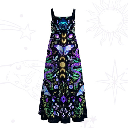 Purplehecate Moon Moth Witchery Wide Straps Maxi Dress