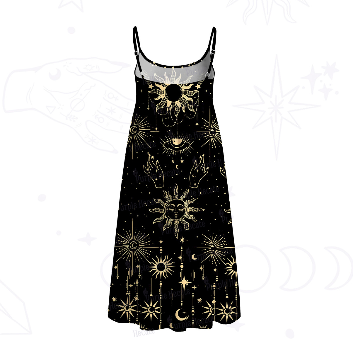 Purplehecate Solar Oracle Spaghetti Strap Midi Dress