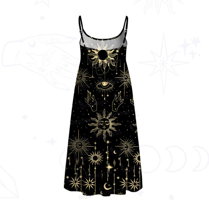 Purplehecate Solar Oracle Spaghetti Strap Midi Dress