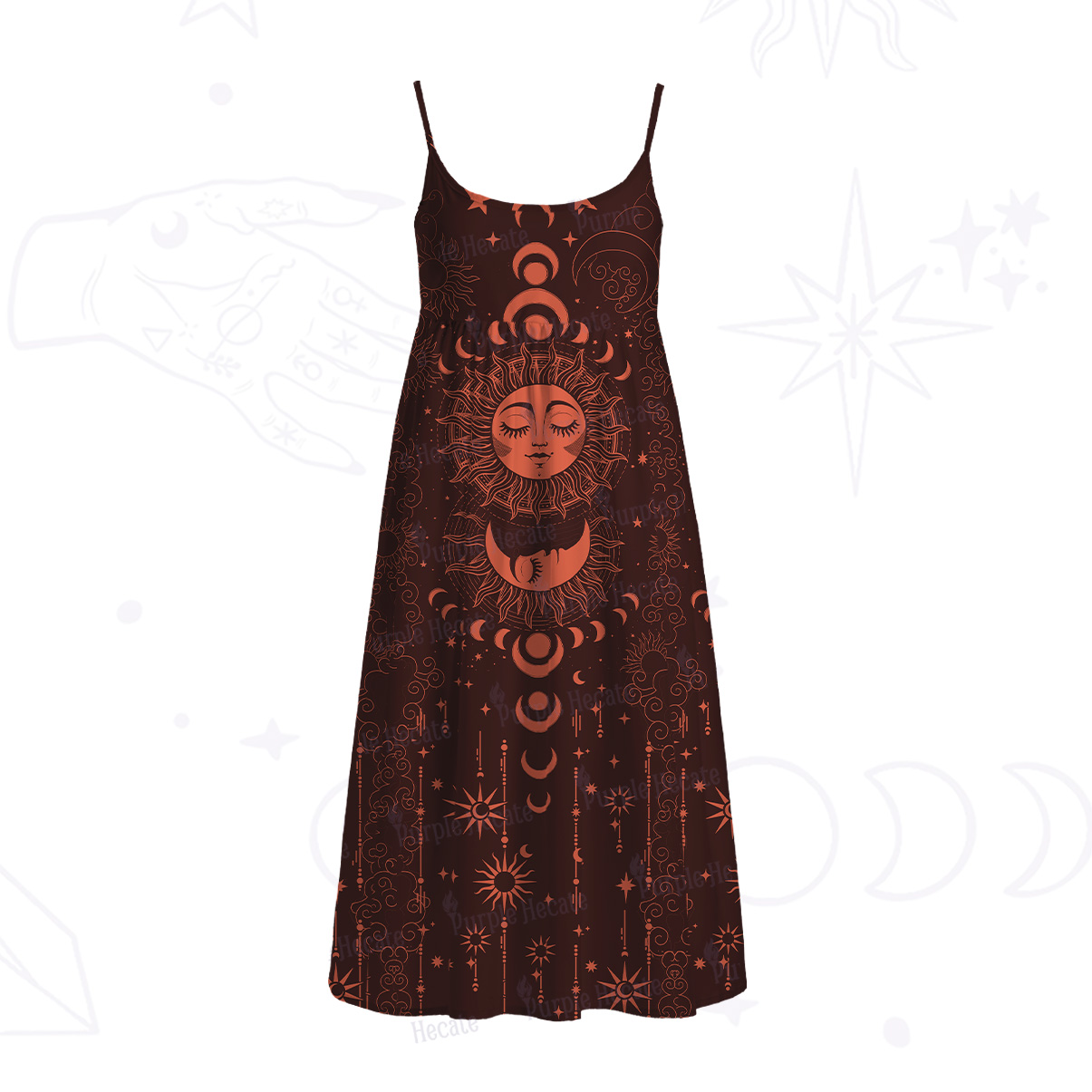 Purplehecate Lunar Eclipse Spaghetti Strap Midi Dress
