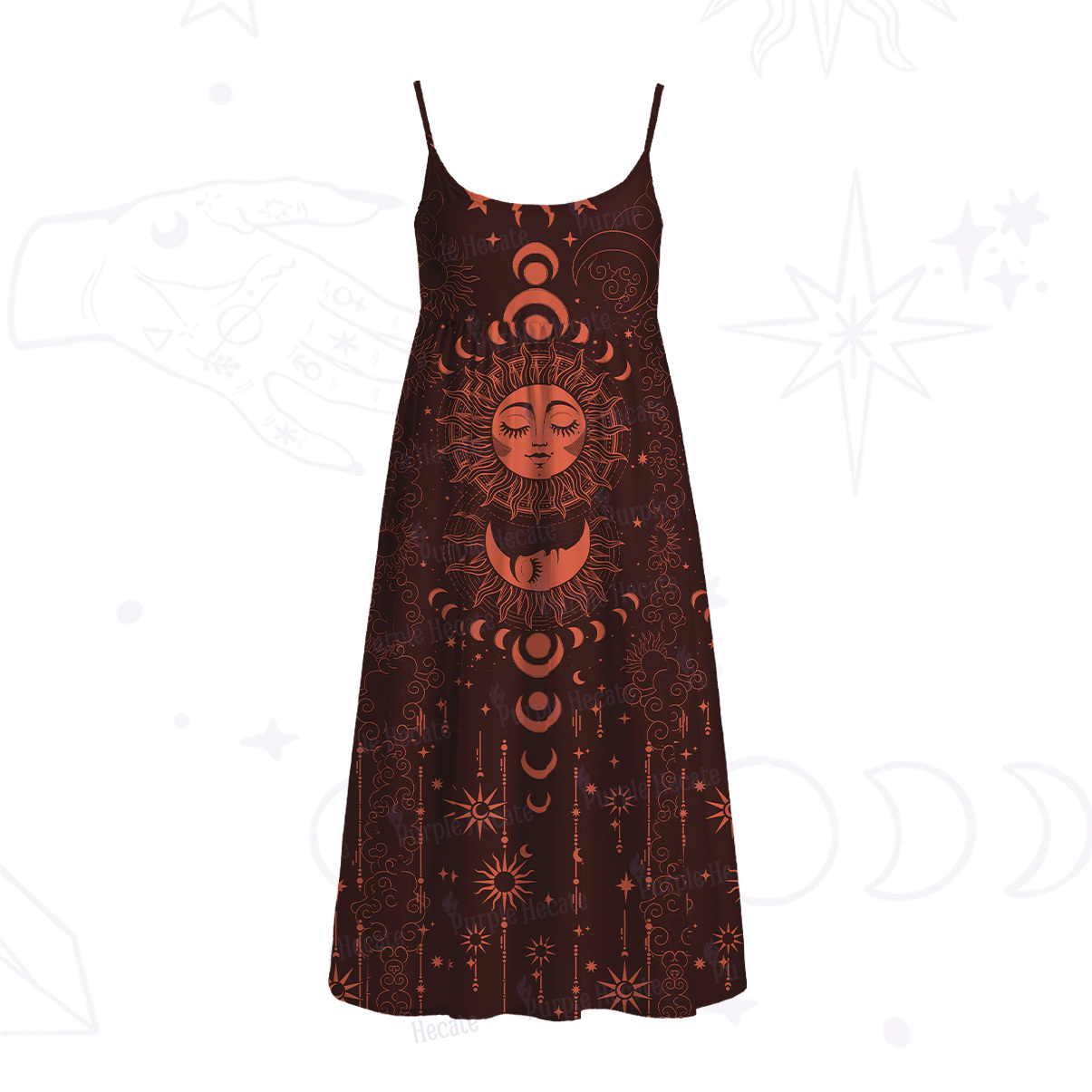 Purplehecate Lunar Eclipse Spaghetti Strap Midi Dress