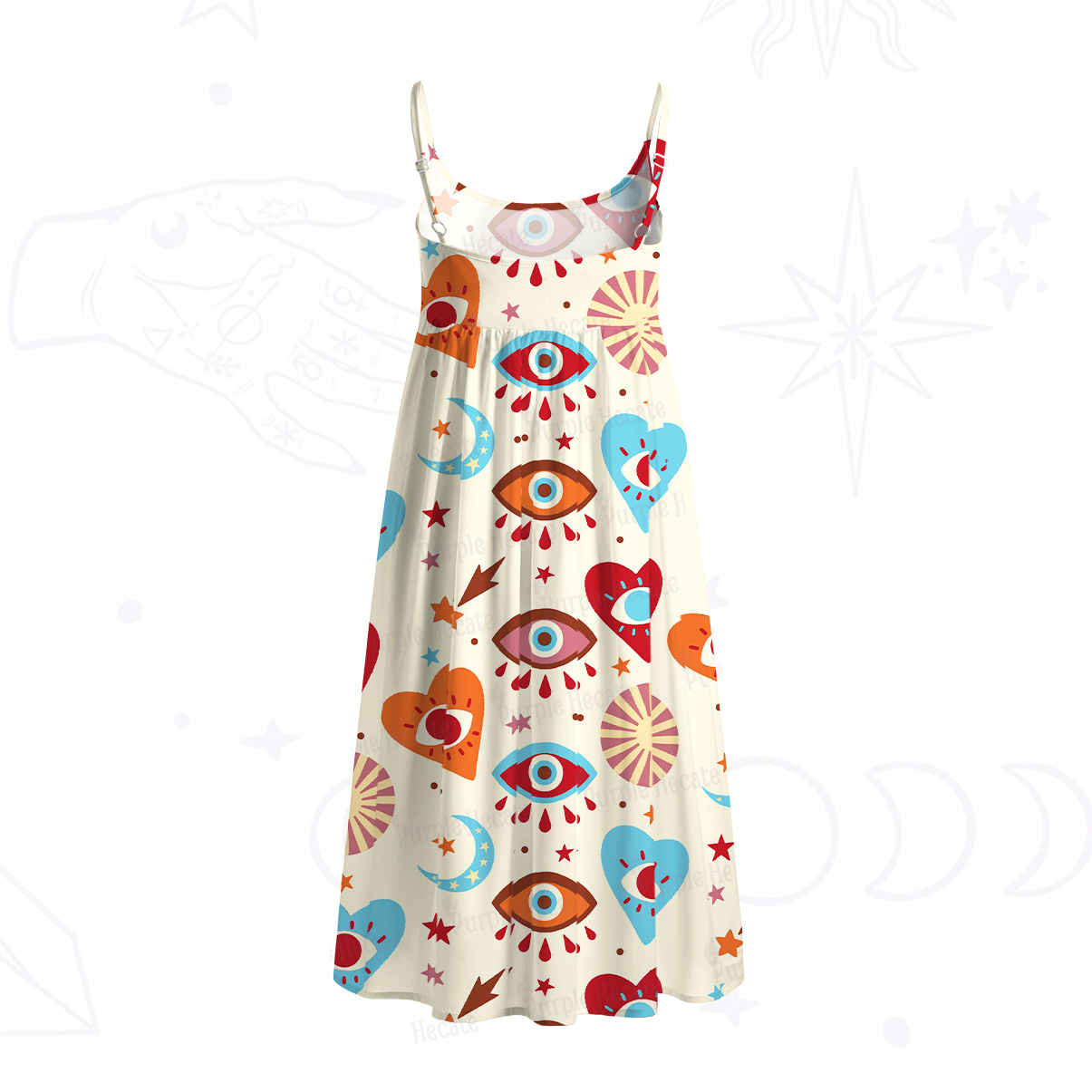 Purplehecate The Enchanted Eye of Love Spaghetti Strap Midi Dress