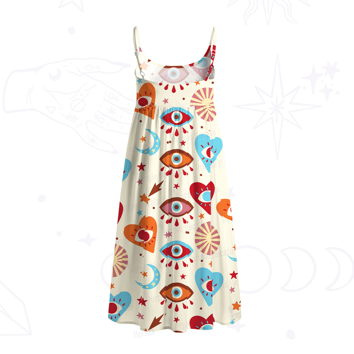 Purplehecate The Enchanted Eye of Love Spaghetti Strap Midi Dress