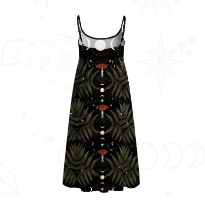 Purplehecate Moonlit Mushroom Gown Spaghetti Strap Midi Dress