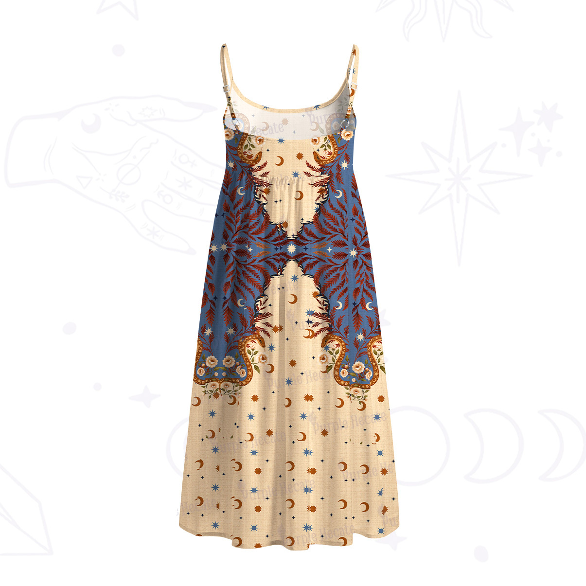 Purplehecate Celestial Ascension Spaghetti Strap Midi Dress
