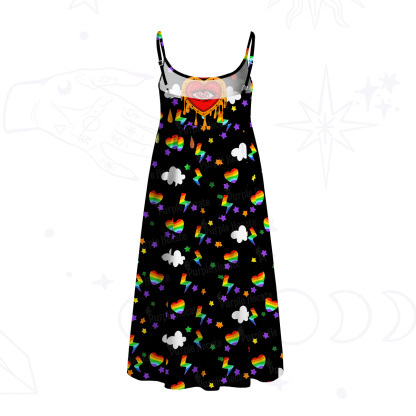 Purplehecate Rainbow Sacred Heart All Seeing Eye Pride Spaghetti Strap Midi Dress