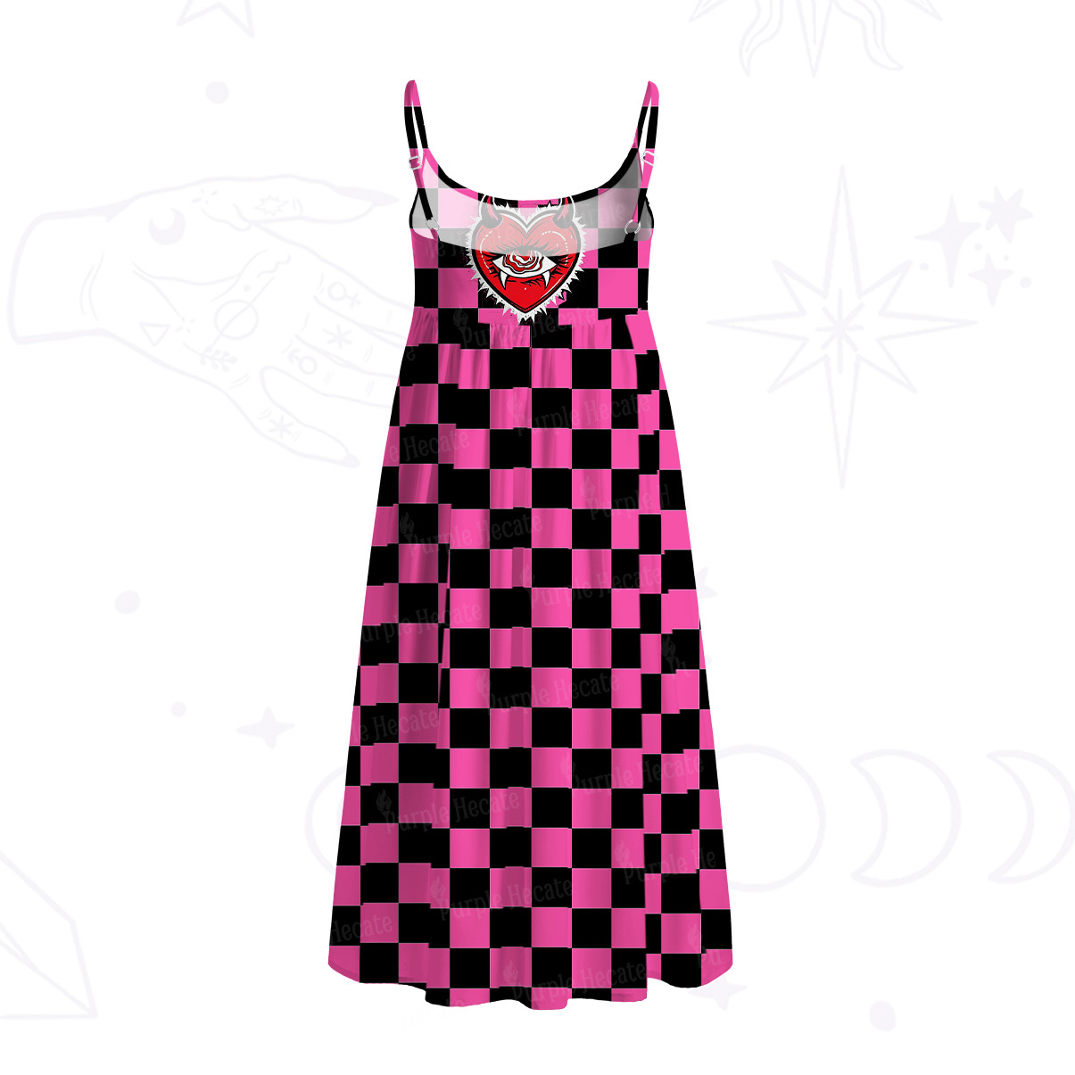 Purplehecate Heart of a Demon Spaghetti Strap Midi Dress