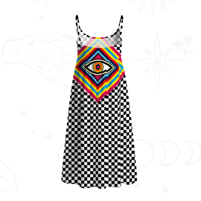 Purplehecate Eye of Illusion Spaghetti Strap Midi Dress