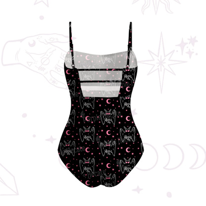 Purplehecate Witchy Mothman Night Slim-Strap Swimsuit