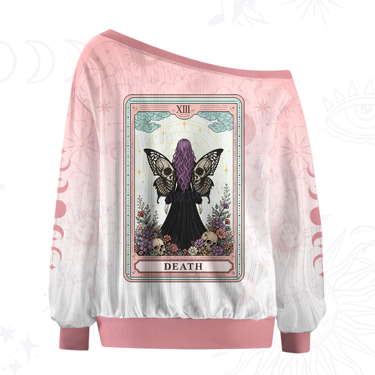 Purplehecate The Butterfly Death Girl Tarot Off The Shoulder Graphic Jersey