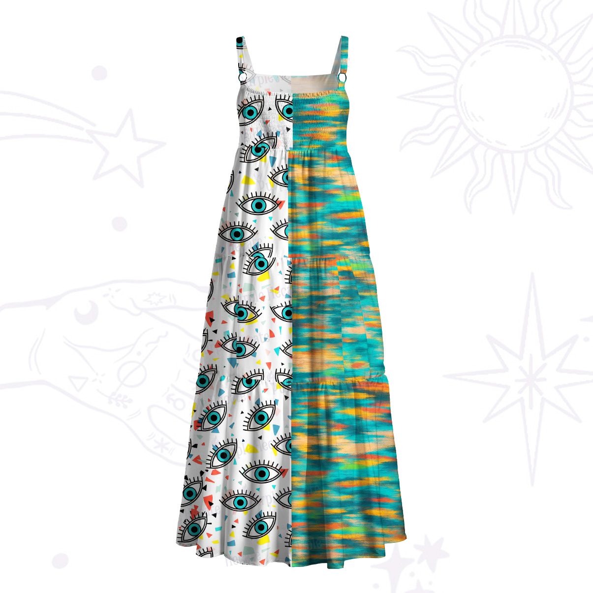 Purplehecate Evil Eye Protection Wide Straps Maxi Dress