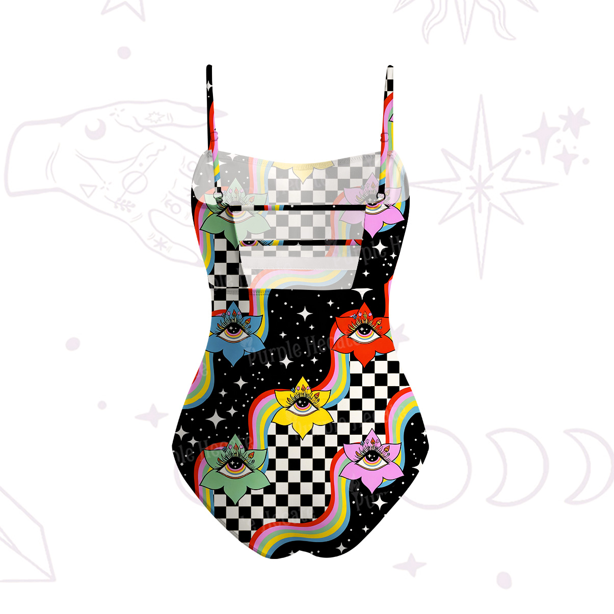 Purplehecate Enchanted Eye Blossom Slim-Strap Swimsuit