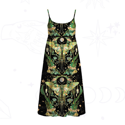 Purplehecate Moon Moth Rave Spaghetti Strap Midi Dress