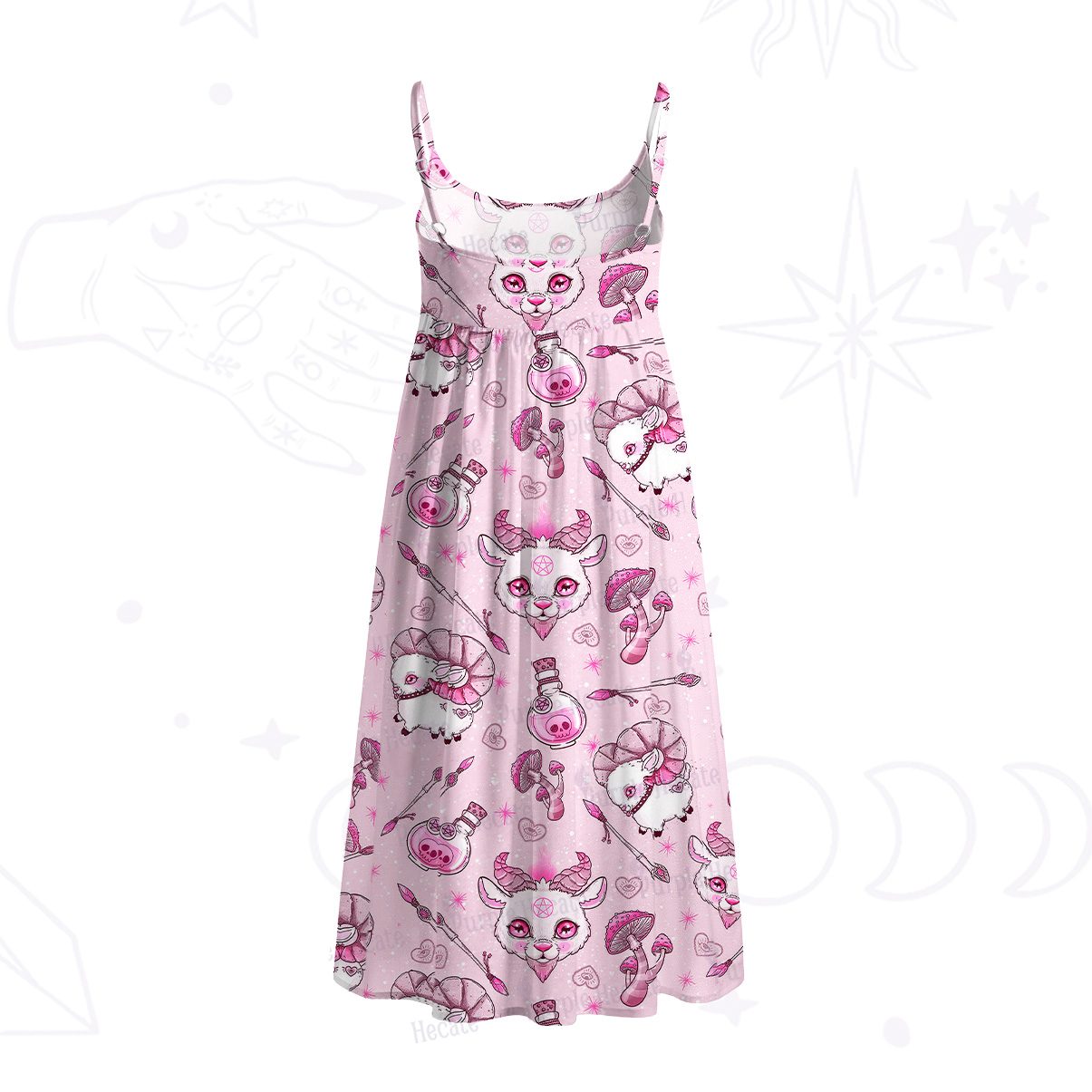 Purplehecate Pastel Occult Goat Spaghetti Strap Midi Dress