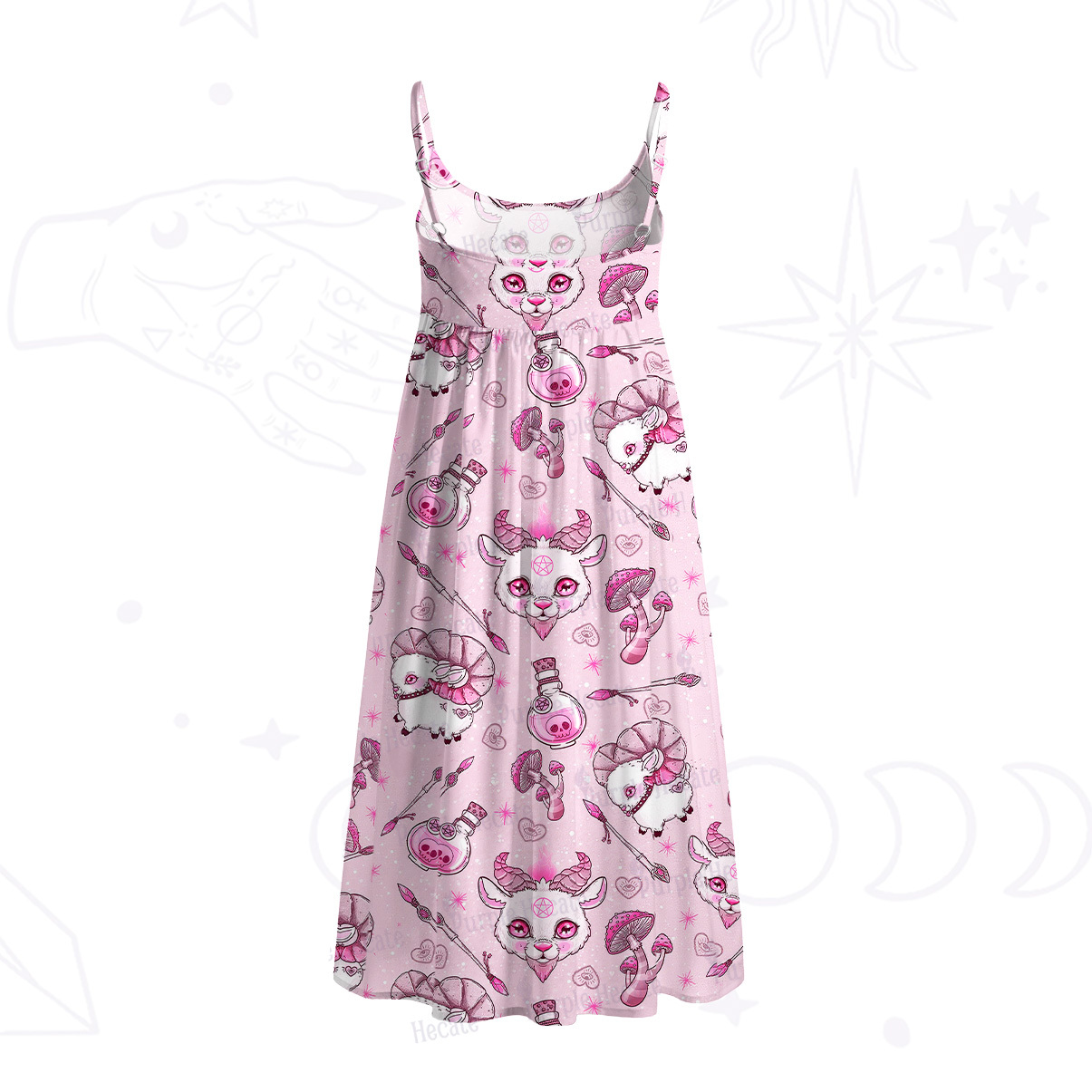 Purplehecate Pastel Occult Goat Spaghetti Strap Midi Dress