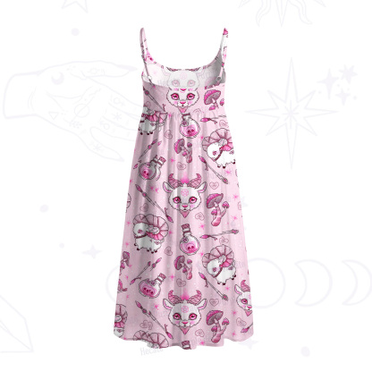 Purplehecate Pastel Occult Goat Spaghetti Strap Midi Dress