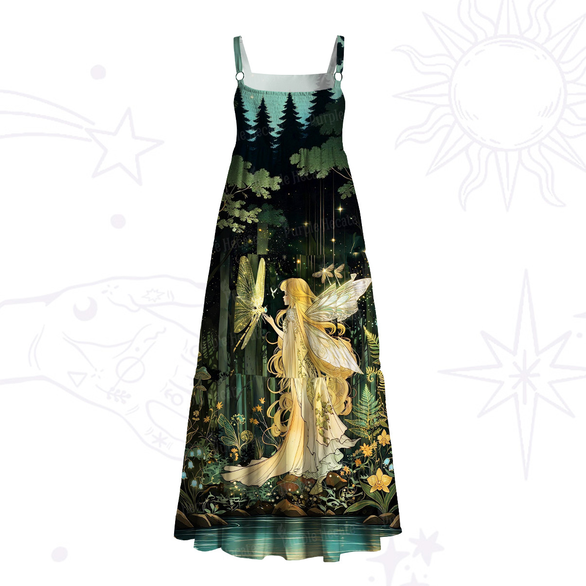 Purplehecate Fairy of the Magic Woods Wide Straps Maxi Dress