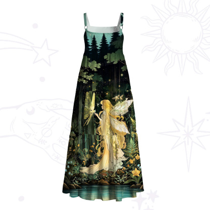 Purplehecate Fairy of the Magic Woods Wide Straps Maxi Dress