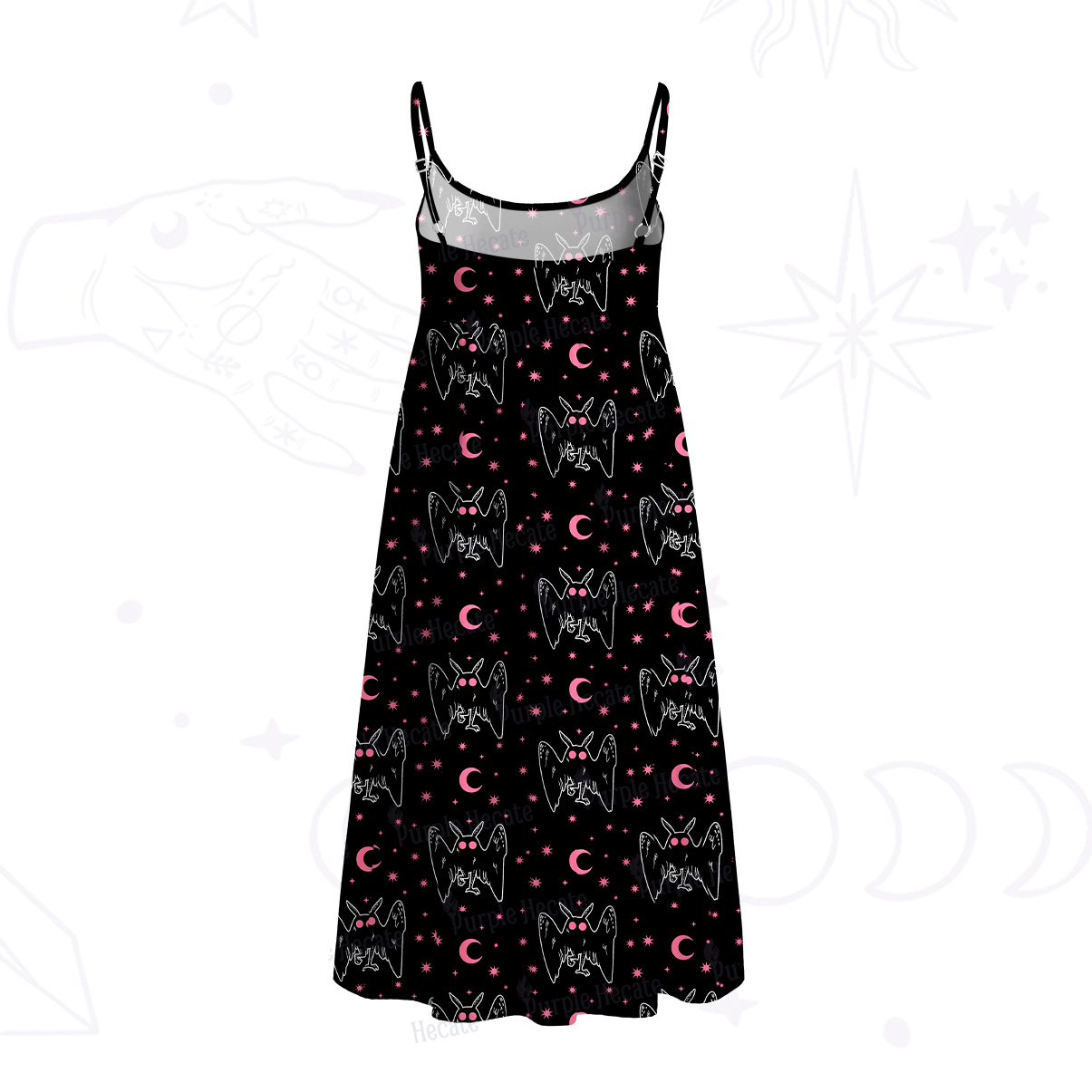 Purplehecate Witchy Mothman Night Spaghetti Strap Midi Dress