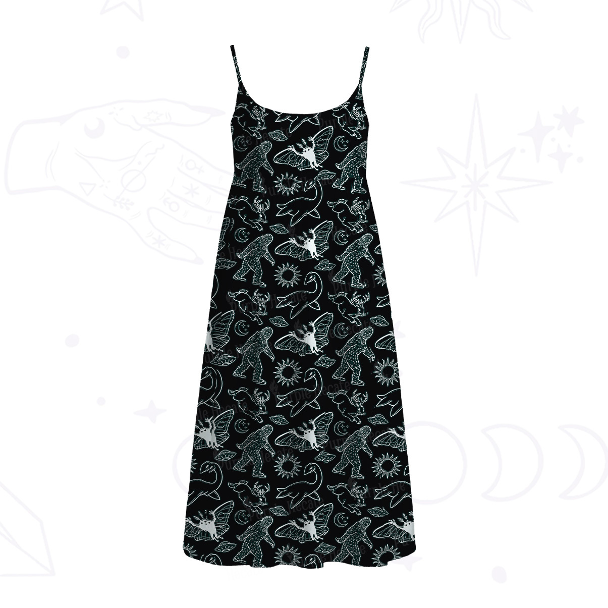 Purplehecate Cryptid Spaghetti Strap Midi Dress