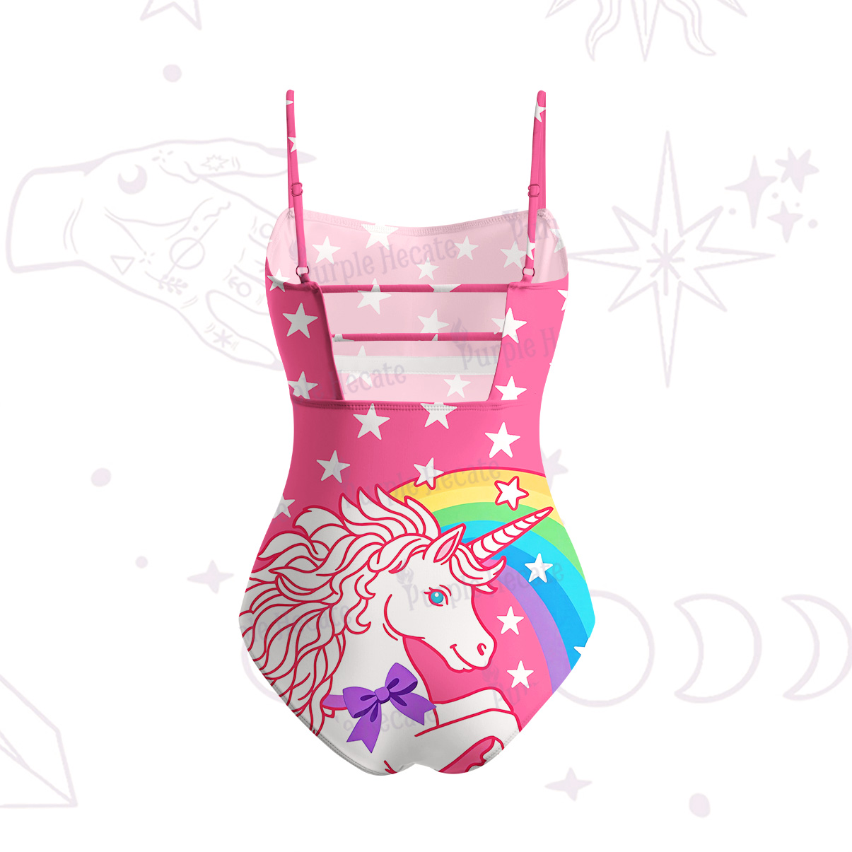 Purplehecate Mystic Horned Horse Slim-Strap Swimsuit