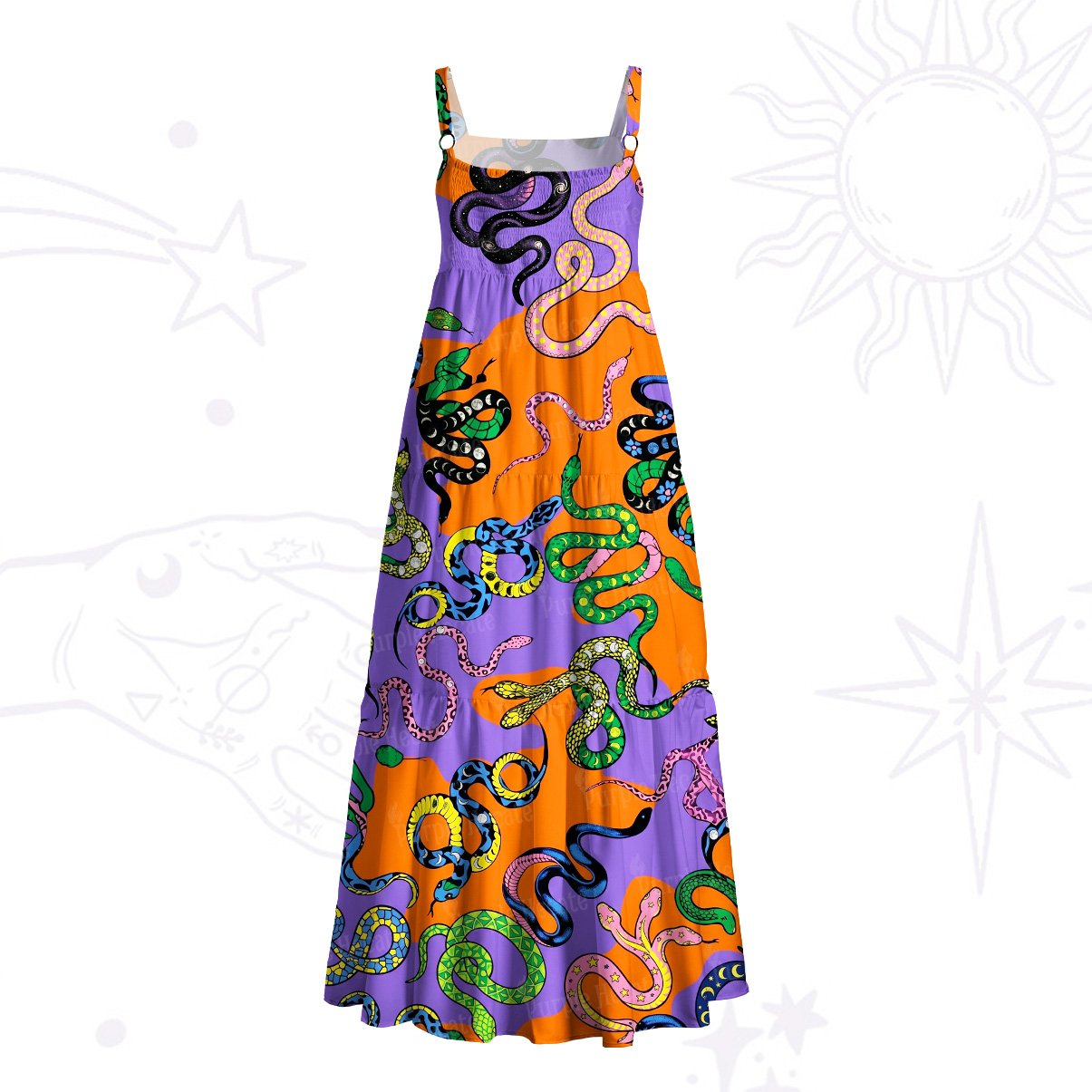 Purplehecate Venom Candy Serpent Dance Wide Straps Maxi Dress