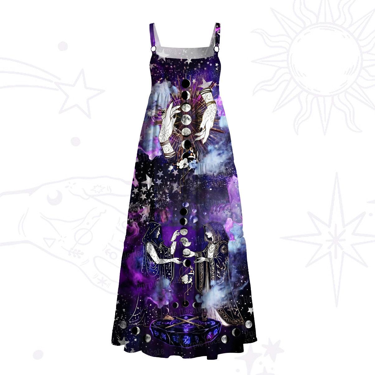 Purplehecate Moonlit Witch Ceremony Wide Straps Maxi Dress
