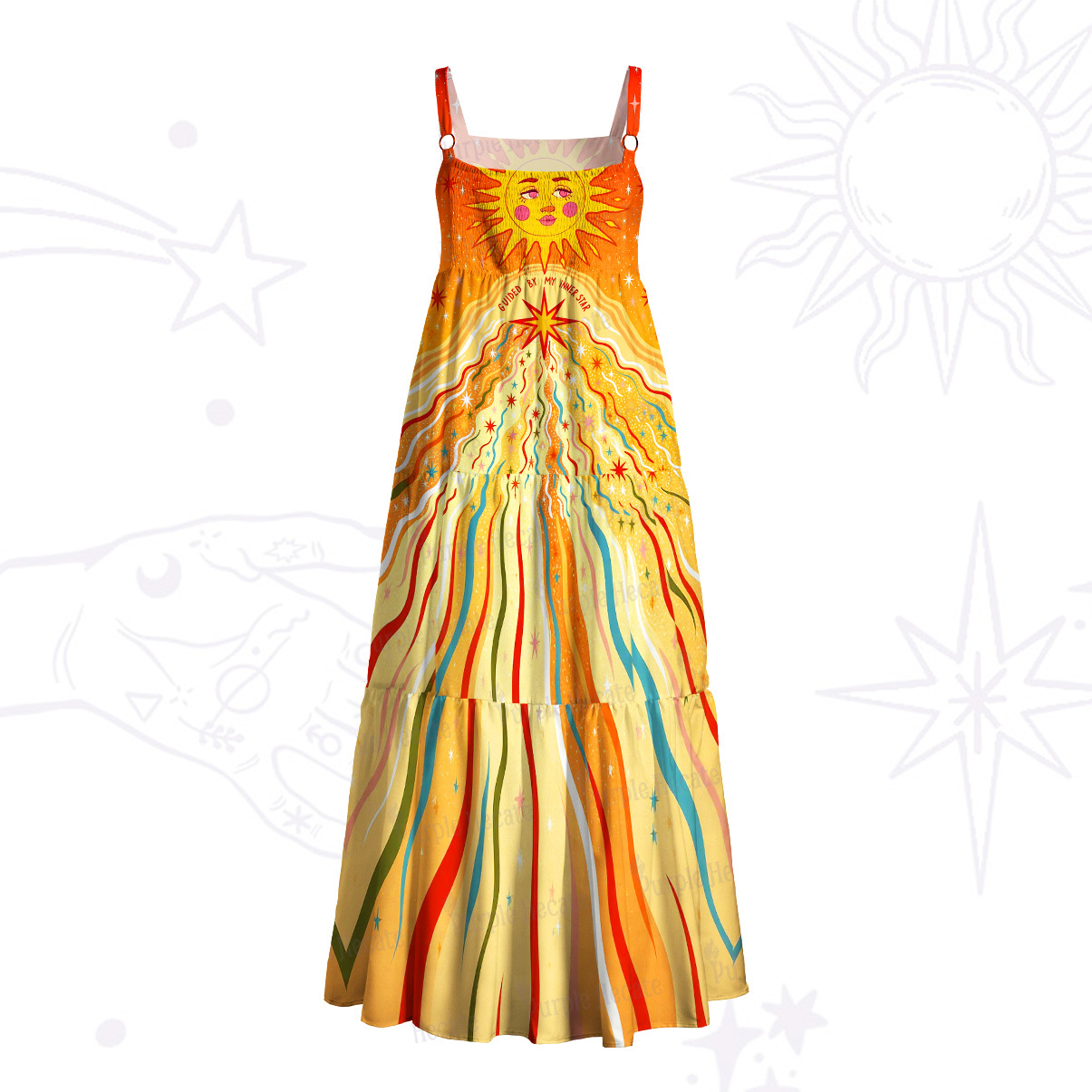 Purplehecate Follow Your Inner Star Wide Straps Maxi Dress