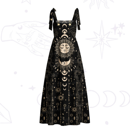 Purplehecate Lunar Eclipse Tie Shoulder Maxi Dress