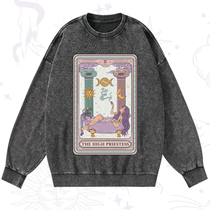 Purplehecate The High Priestess Tarot Washed Sweatshirt