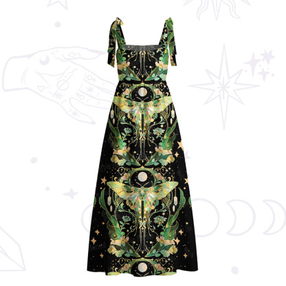 Purplehecate Moon Moth Rave Tie Shoulder Maxi Dress