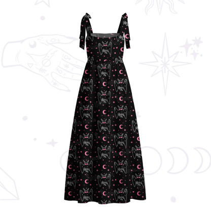 Purplehecate Witchy Mothman Night Tie Shoulder Maxi Dress