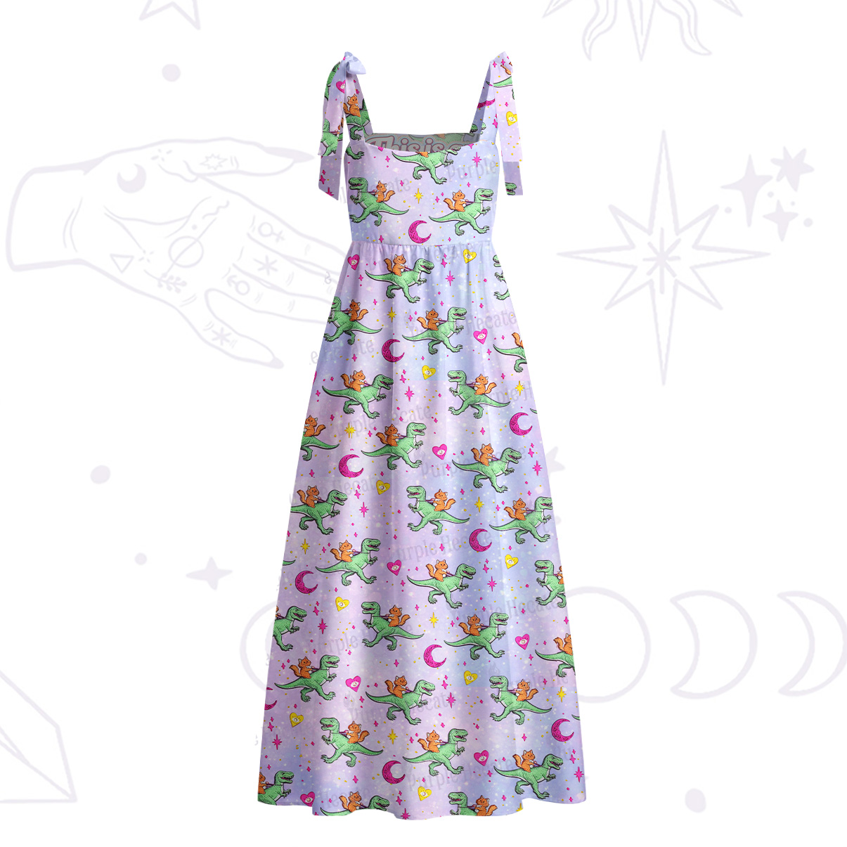 Purplehecate This is an Outrage Tie Shoulder Maxi Dress
