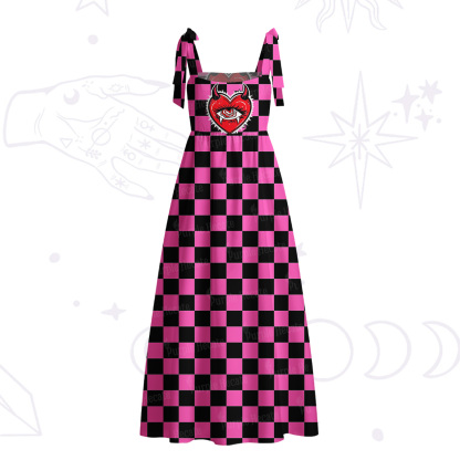 Purplehecate Heart of a Demon Tie Shoulder Maxi Dress
