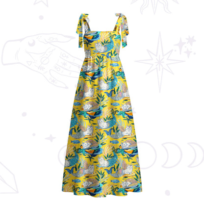 Purplehecate Mystic Mermaid Lagoon Tie Shoulder Maxi Dress