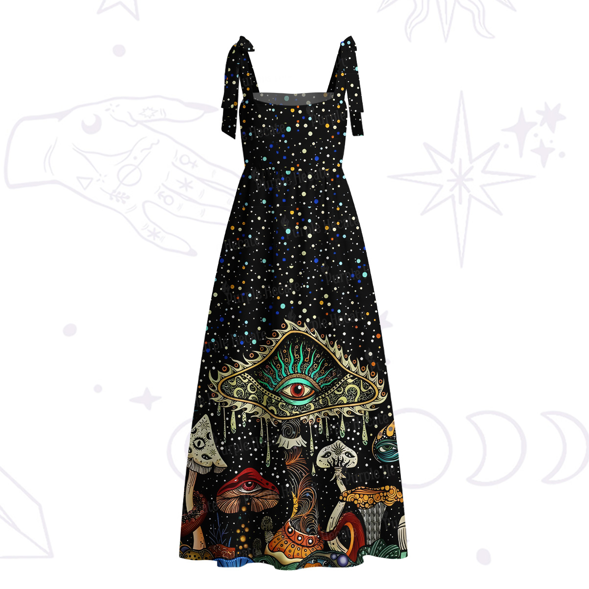 Purplehecate The Eyes of Nature Tie Shoulder Maxi Dress