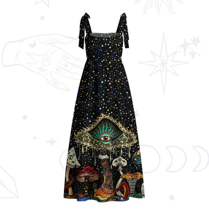 Purplehecate The Eyes of Nature Tie Shoulder Maxi Dress